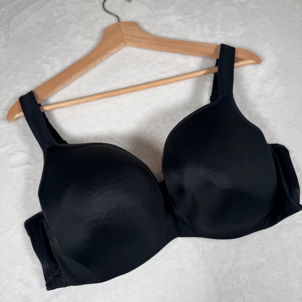 Cacique Smooth Lightly Lined Balconette Bra‎ Black 42DD Underwire 1038628